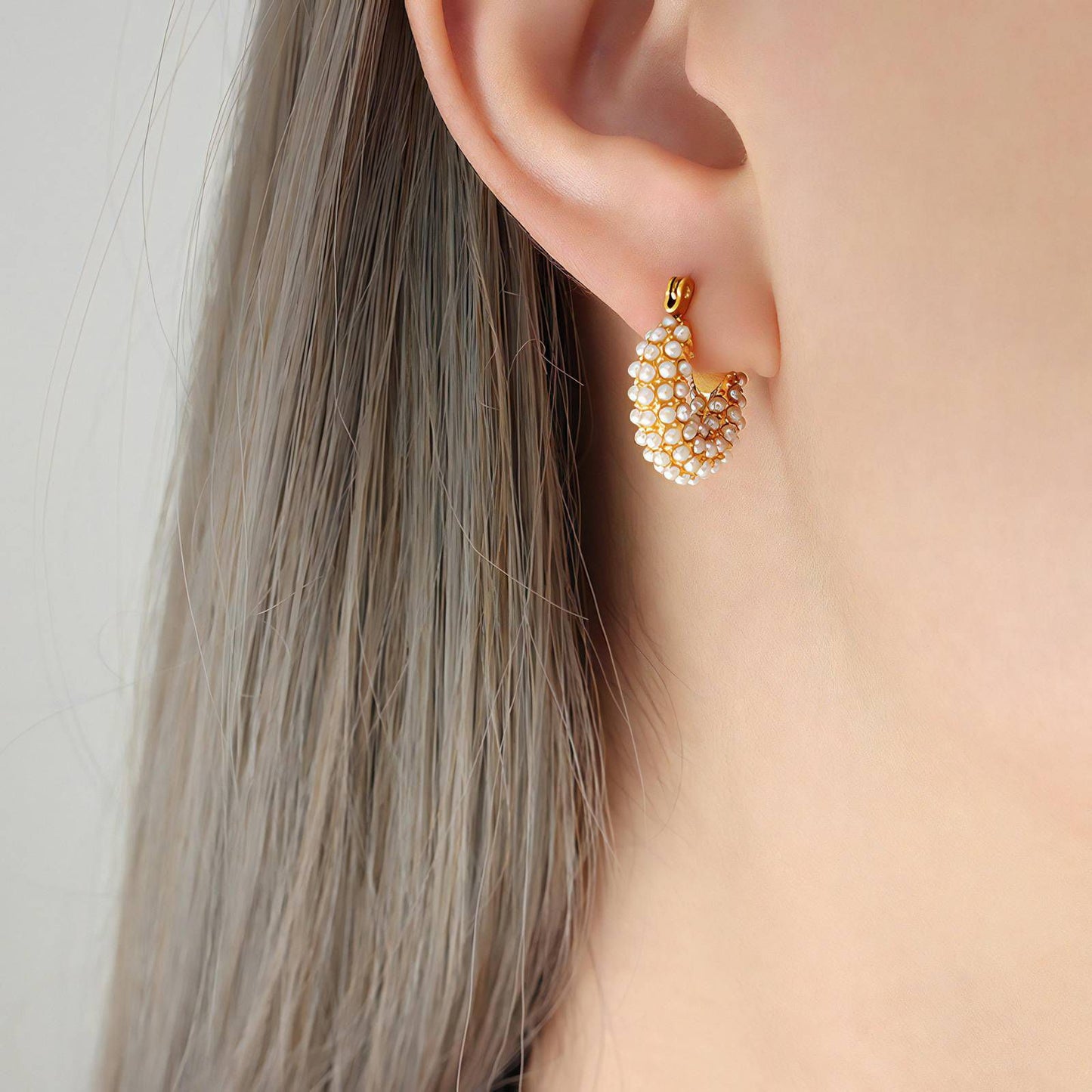 Honeycomb Pearl Earings